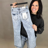 Acid Cloud Cropped Boot Cut Jeans Bottom- Pants MICA DENIM
