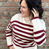 Caden Ivory Red Stripe Sweater