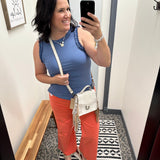 Denim Ruffle Tank Tops- Tanks DOE & RAE