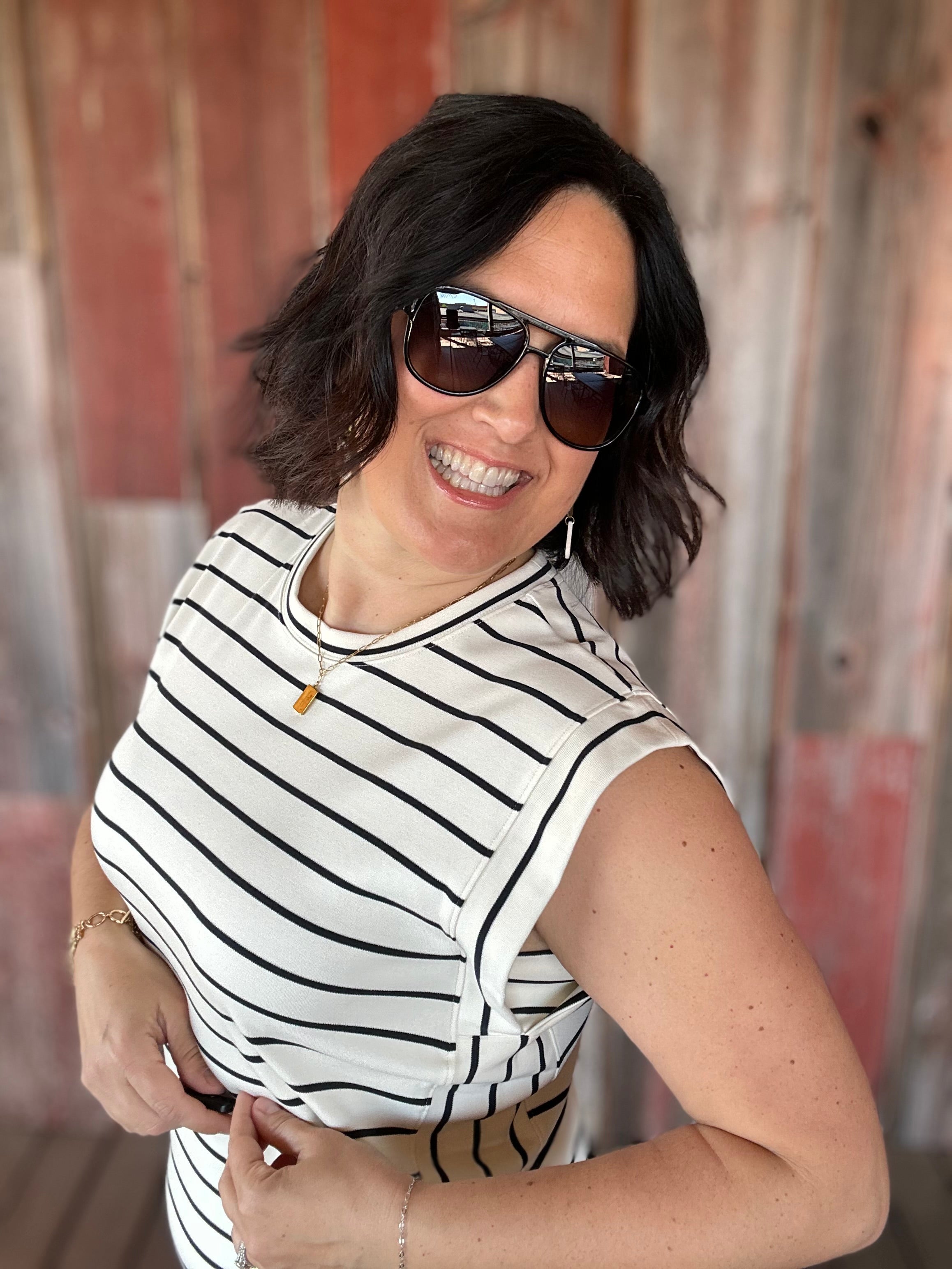 Ivory Black Stripe Avelin Dress Dresses THREAD & SUPPLY