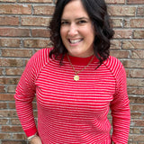 Red Striped Raglan Sweater