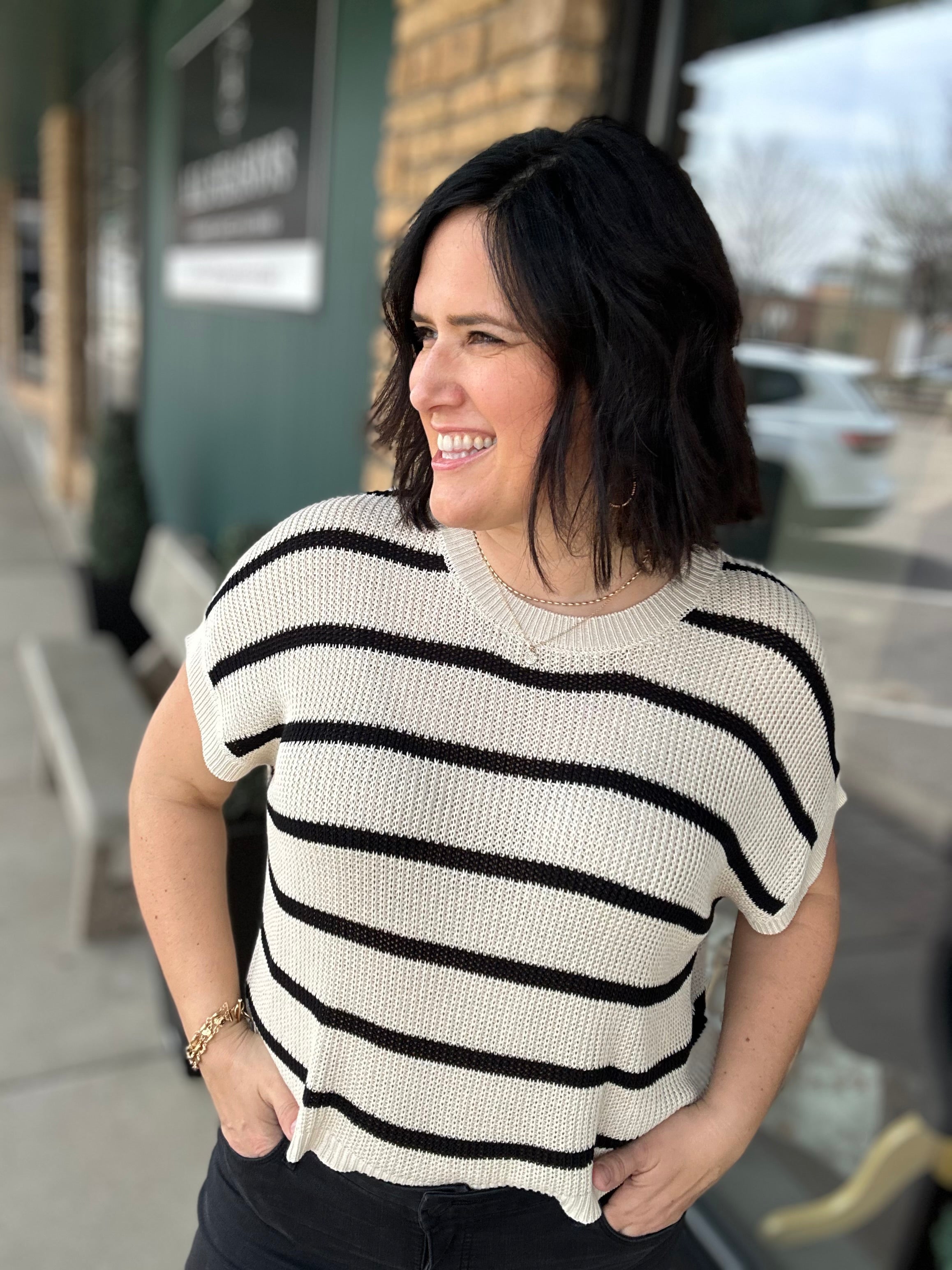 Go-To Favorite Relaxed Fit Stripe Sweater Top - Sweater IN FEBRUARY