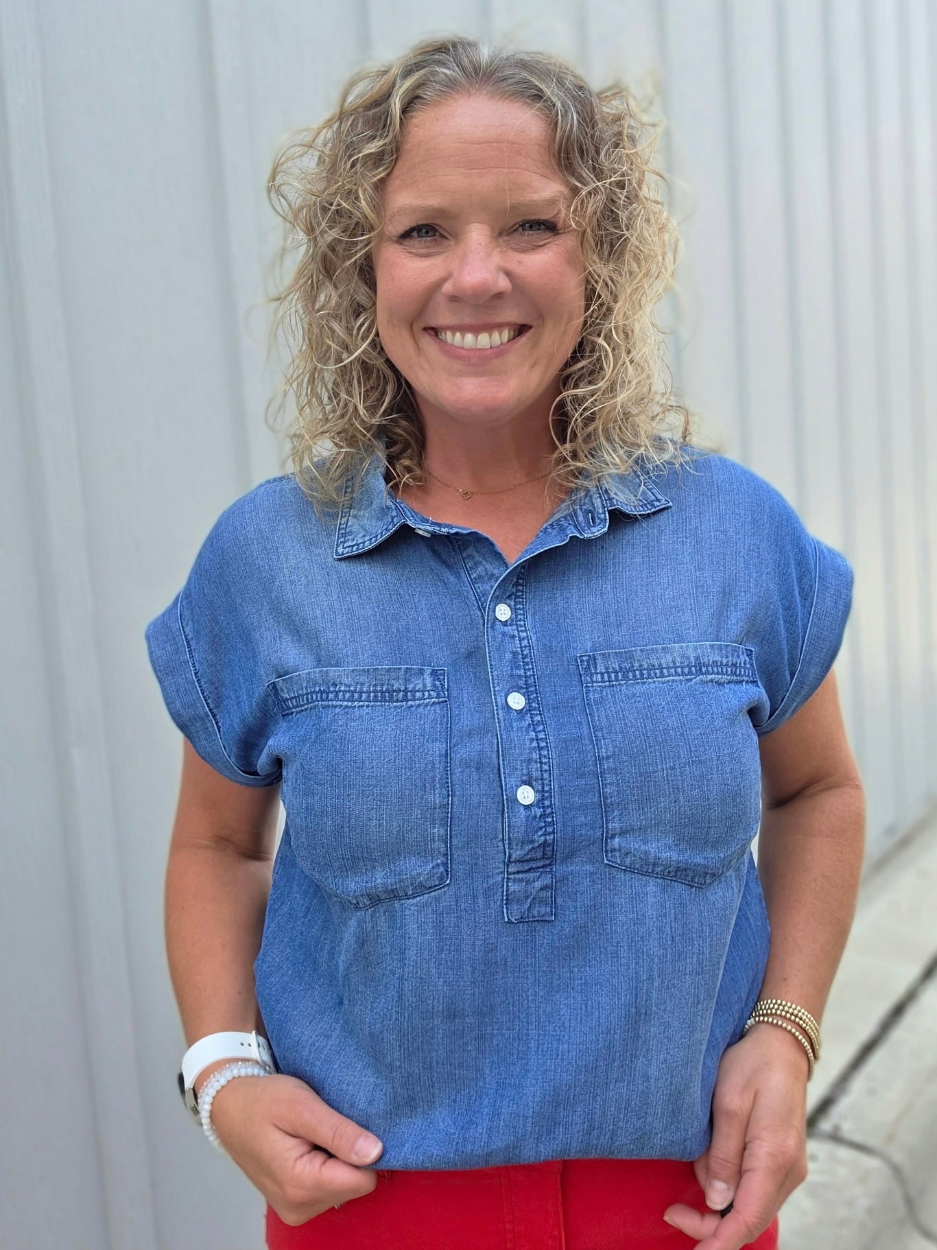 Evelyn Tencel Top in Marina Wash Tops - Button Ups THREAD & SUPPLY