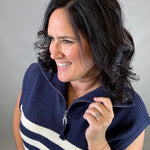 Navy Striped Half Zip Sweater Top Top - Sweater DOE & RAE