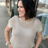 Natural Sun-Soaked Open-Knit Fishnet Sweater Top - Sweater IN FEBRUARY