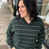 Regency Green/Cream Stripe Polo Top