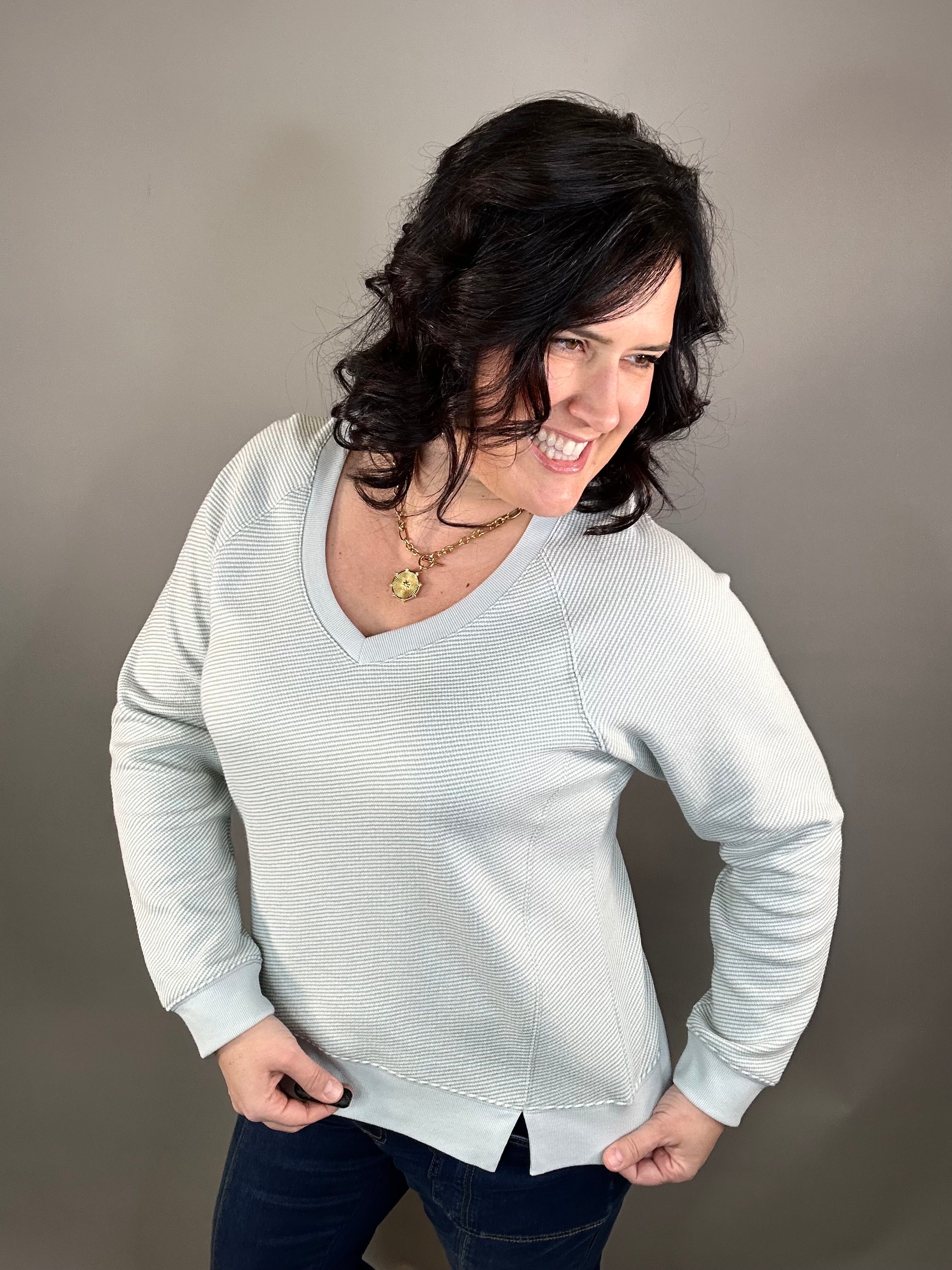 Dusty Blue Claire Sweatshirt Top - Sweatshirt THREAD & SUPPLY