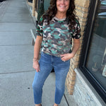 Camo Short Sleeve Sweater Top - Sweater FATE by LFD