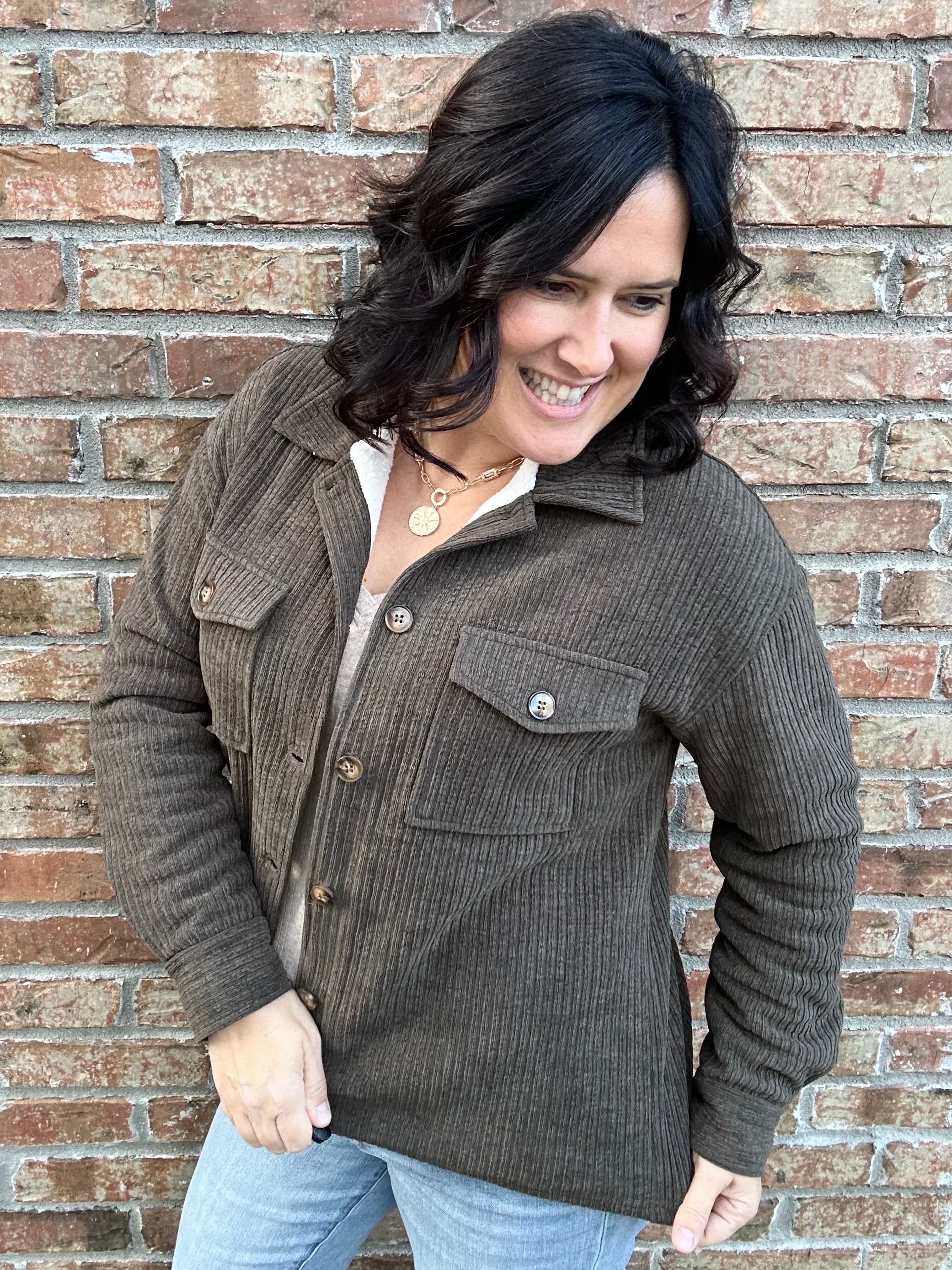 Olive Lined Shirt Jacket Outerwear- Jackets STACCATO