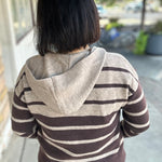 Dark Mocha Color Block Button Hoodie Top - Sweater STACCATO