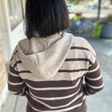 Dark Mocha Color Block Button Hoodie Top - Sweater STACCATO