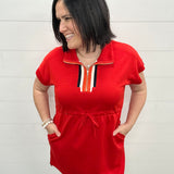 Red Quarter Zip Athletic Dress Dresses JODIFL