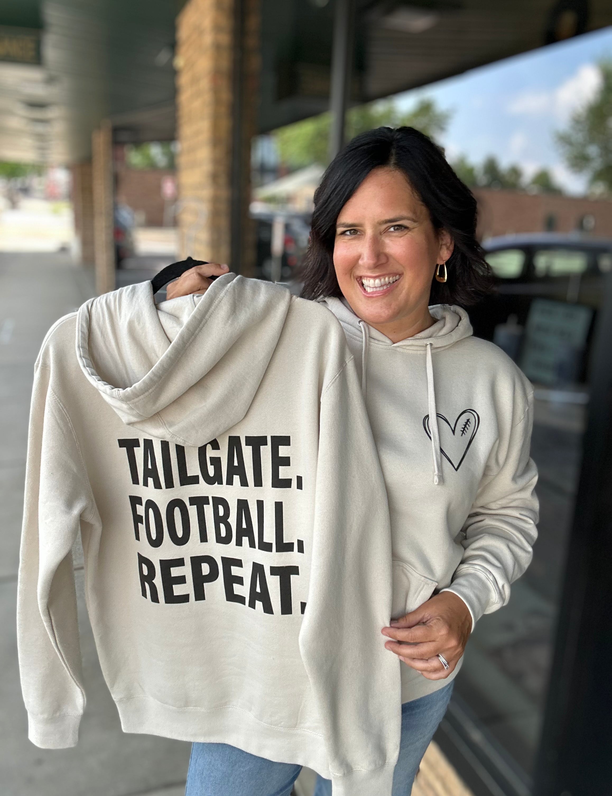 Tailgate Football Repeat Hoodie Top - Sweatshirt Limeberry Designs