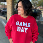 Red Game Day Sweatshirt Top- Sweatshirts PANACHE
