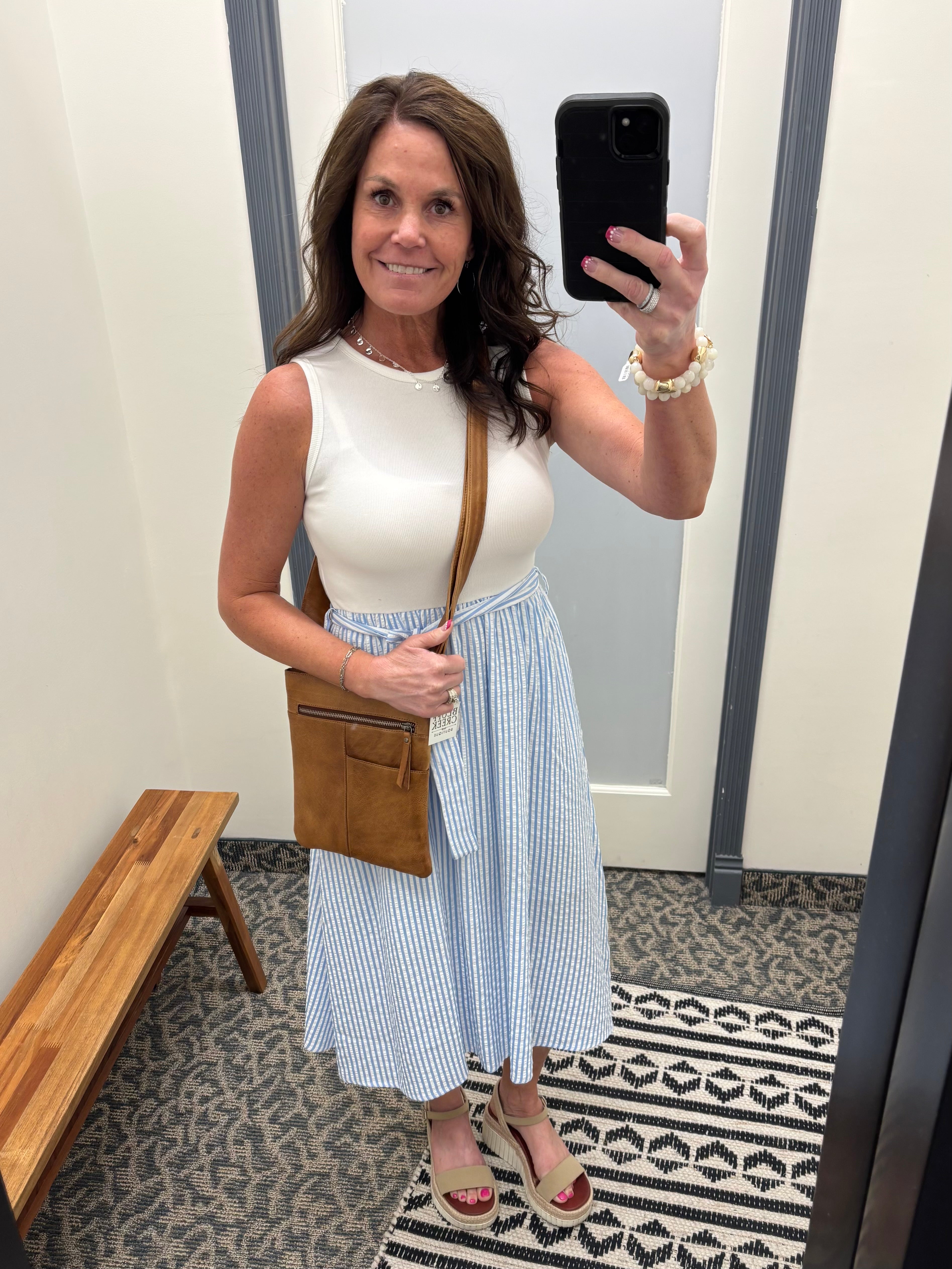 Blue & White Stripe Tank Dress