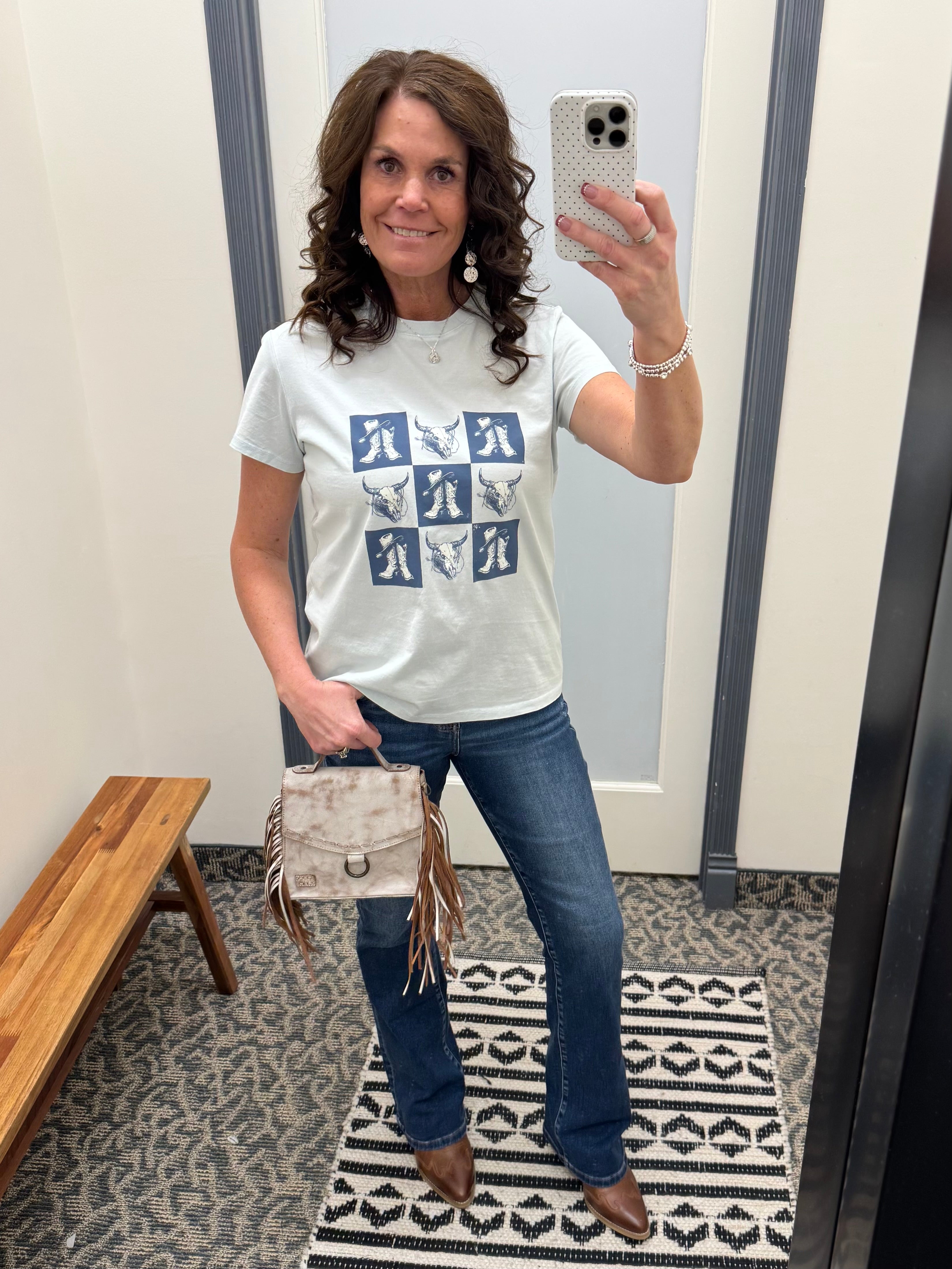 Checkered Boot Tee Top - Tee FLAG AND ANTHEM