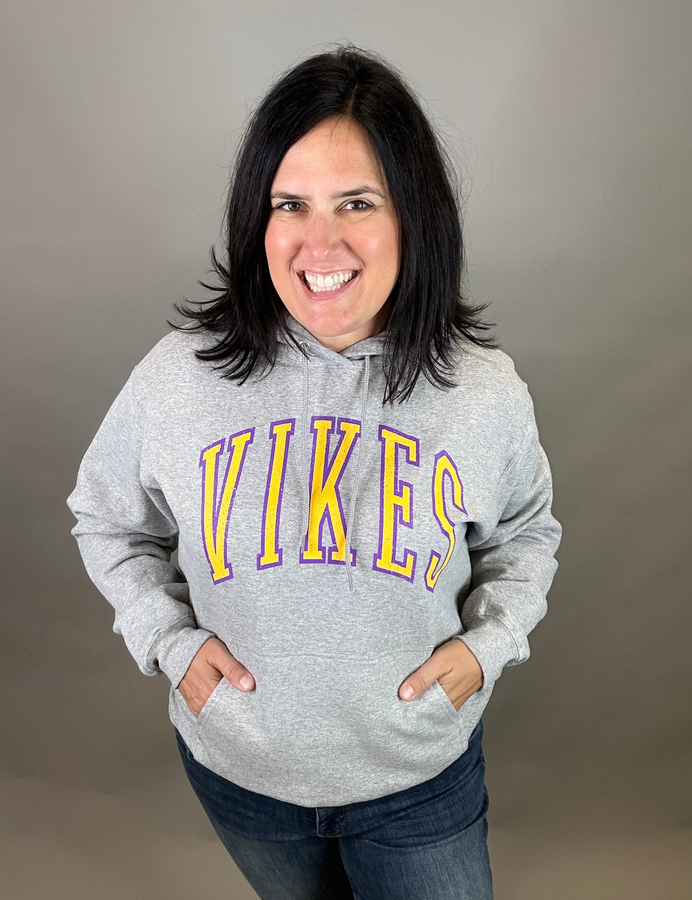 Heather Grey Vikes Hoodie Tops- Sweatshirt 218 WHOLESALE