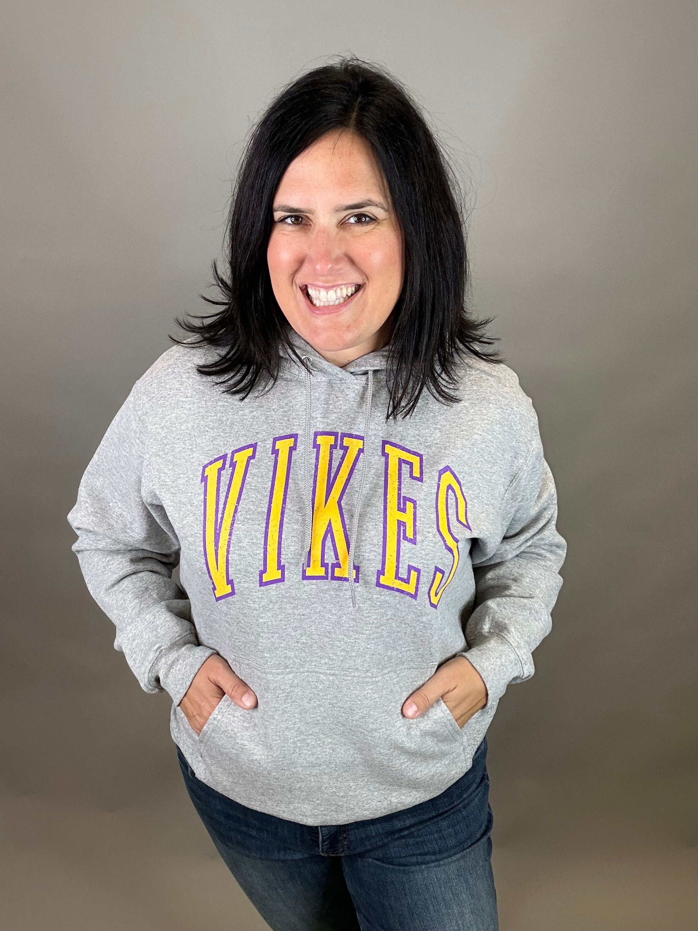 Heather Grey Vikes Hoodie Tops- Sweatshirt 218 WHOLESALE