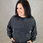 Washed Black Jogger Set Top - Sweatshirt JODIFL