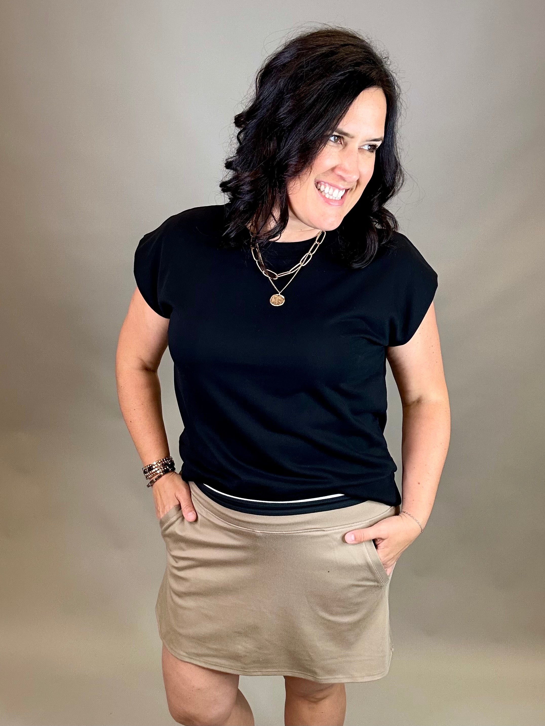 Taupe Wendy Skort Bottom- Skirt THREAD & SUPPLY