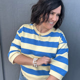 Yellow/Blue Striped Sweatshirt Top - Sweatshirt JODIFL