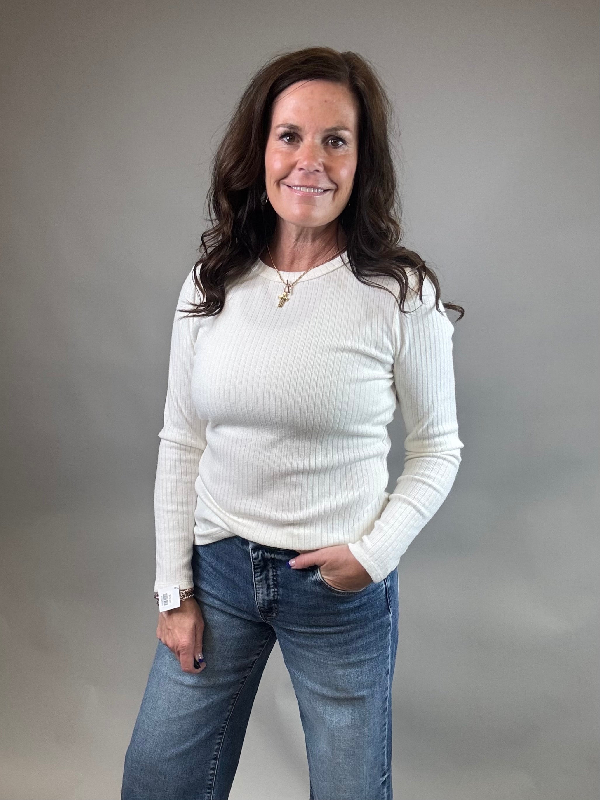 Ivory Hacci Ribbed Knit Top Top - Sweater STACCATO