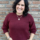 Berry Flora Drop Shoulder Sweater