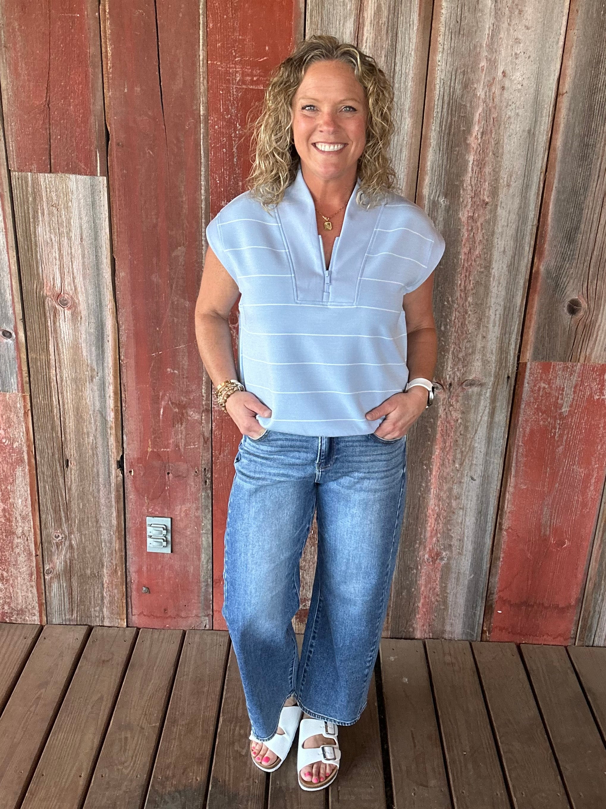 Frost Striped Modal Sleeveless Top Tops- Tanks RAE MODE