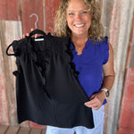 Royal Frill Split Neck Blouse Tops- Blouses STACCATO