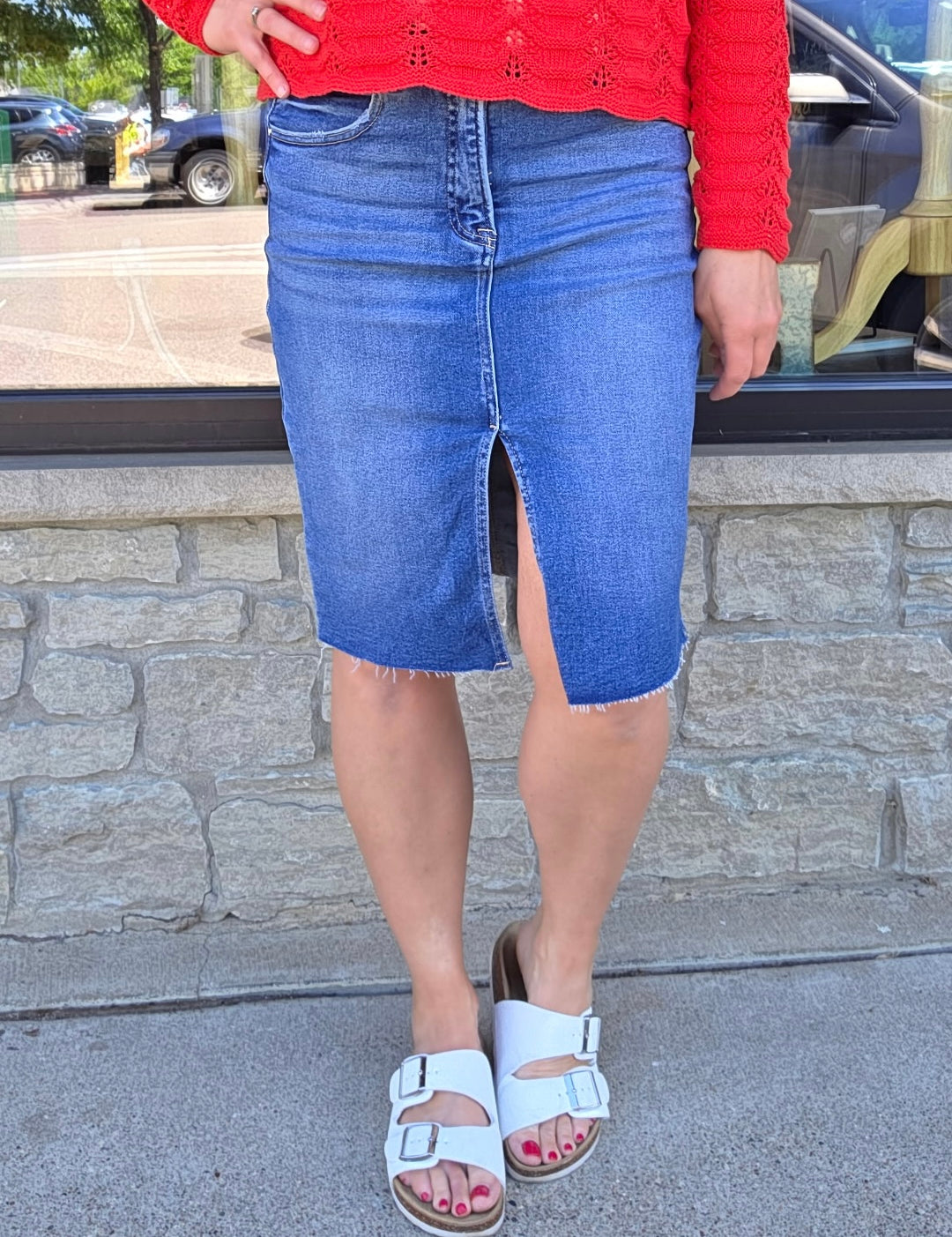 Front Slit Pencil Skirt Bottom- Skirt RISEN