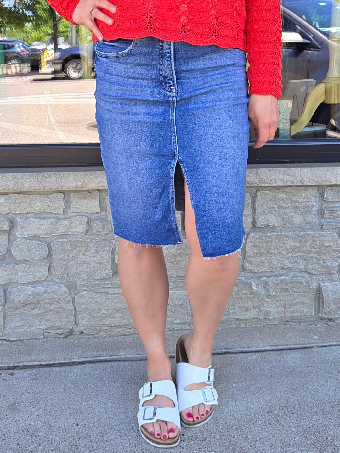 Front Slit Pencil Skirt Bottom- Skirt RISEN