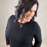 Black Hacci Ribbed Knit Top Top - Sweater STACCATO