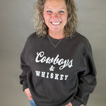 Charcoal Whiskey & Cowboys Sweatshirt Top- Sweatshirt PANACHE