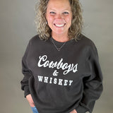 Charcoal Whiskey & Cowboys Sweatshirt Top- Sweatshirt PANACHE