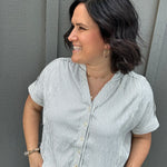 Blue Stripe Button Down Top Tops - Button Ups Doe and Rae