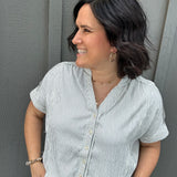 Blue Stripe Button Down Top Tops - Button Ups Doe and Rae