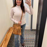 Ivory/Copper Pinstripe Mock Neck Sweater Top - Sweater STACCATO