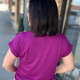 Magenta Henley Top Top - Tee STACCATO