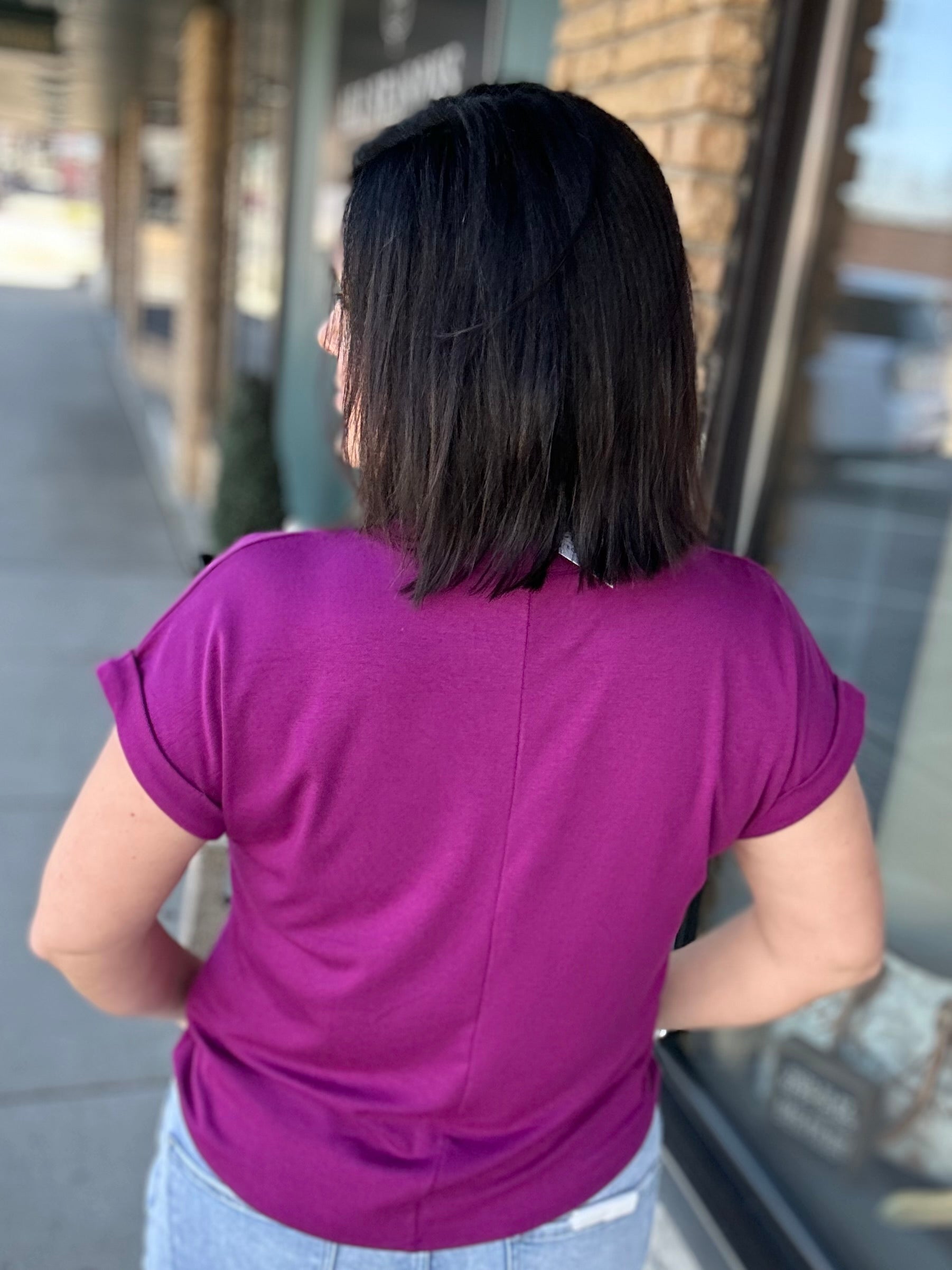 Magenta Henley Top Top - Tee STACCATO