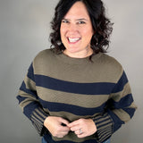 Navy/Olive Striped Sweater