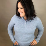 Blue Castleberry Mock Neck Sweater Top - Sweater FLAG AND ANTHEM