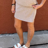 Heathered Taupe Skort Bottom- Skirt RAE MODE