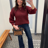 Berry Flora Drop Shoulder Sweater