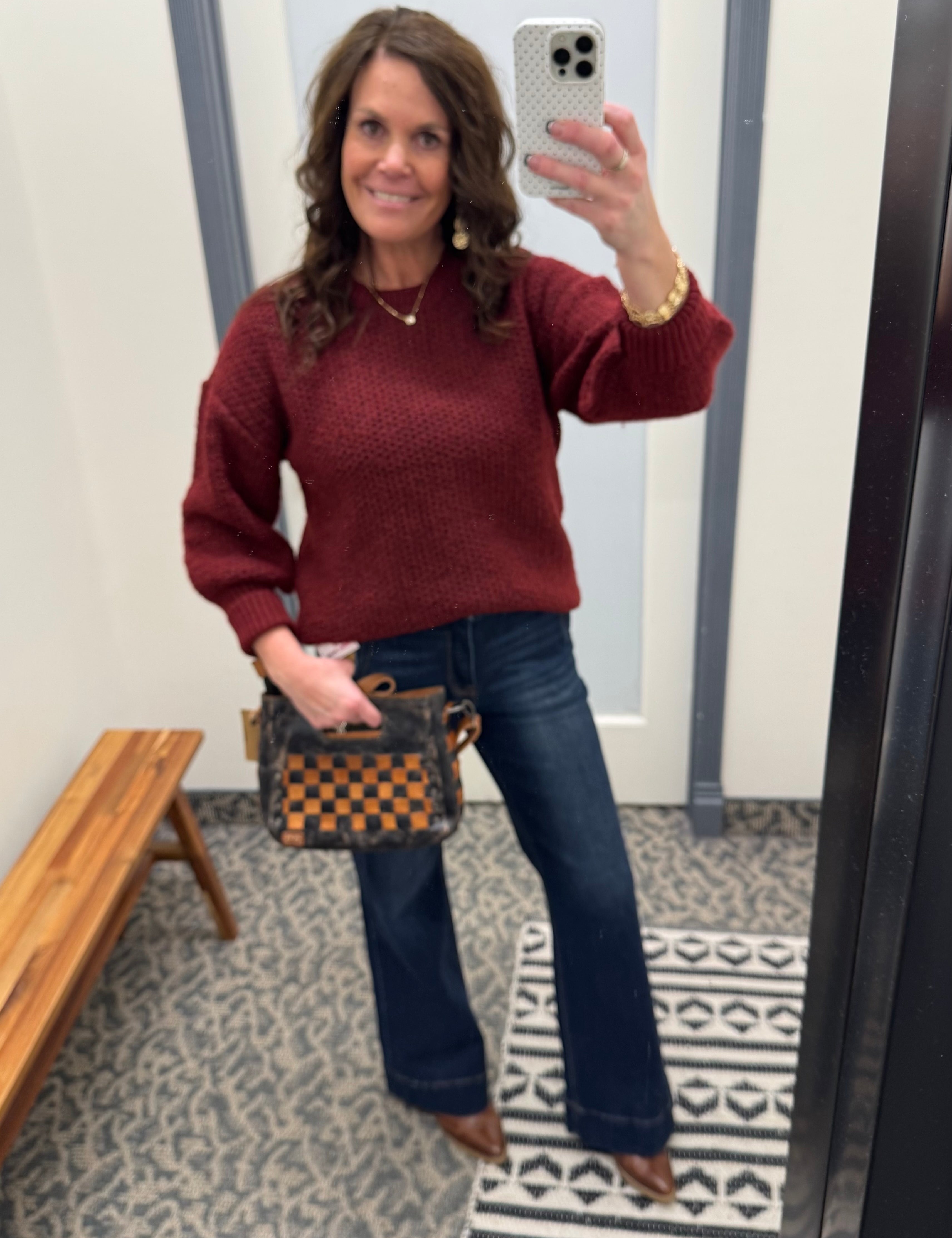Berry Flora Drop Shoulder Sweater Top - Sweater FLAG AND ANTHEM