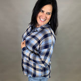 Navy/Blue Leetonia Boyfriend Top Tops - Button Ups FLAG AND ANTHEM