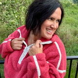Washed Cherry Sherpa Quarter Zip Pullover Top - Sweatshirt MIOU MUSE