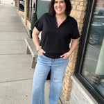 Space Blue Wide Leg Trouser Hem Jeans MICA DENIM