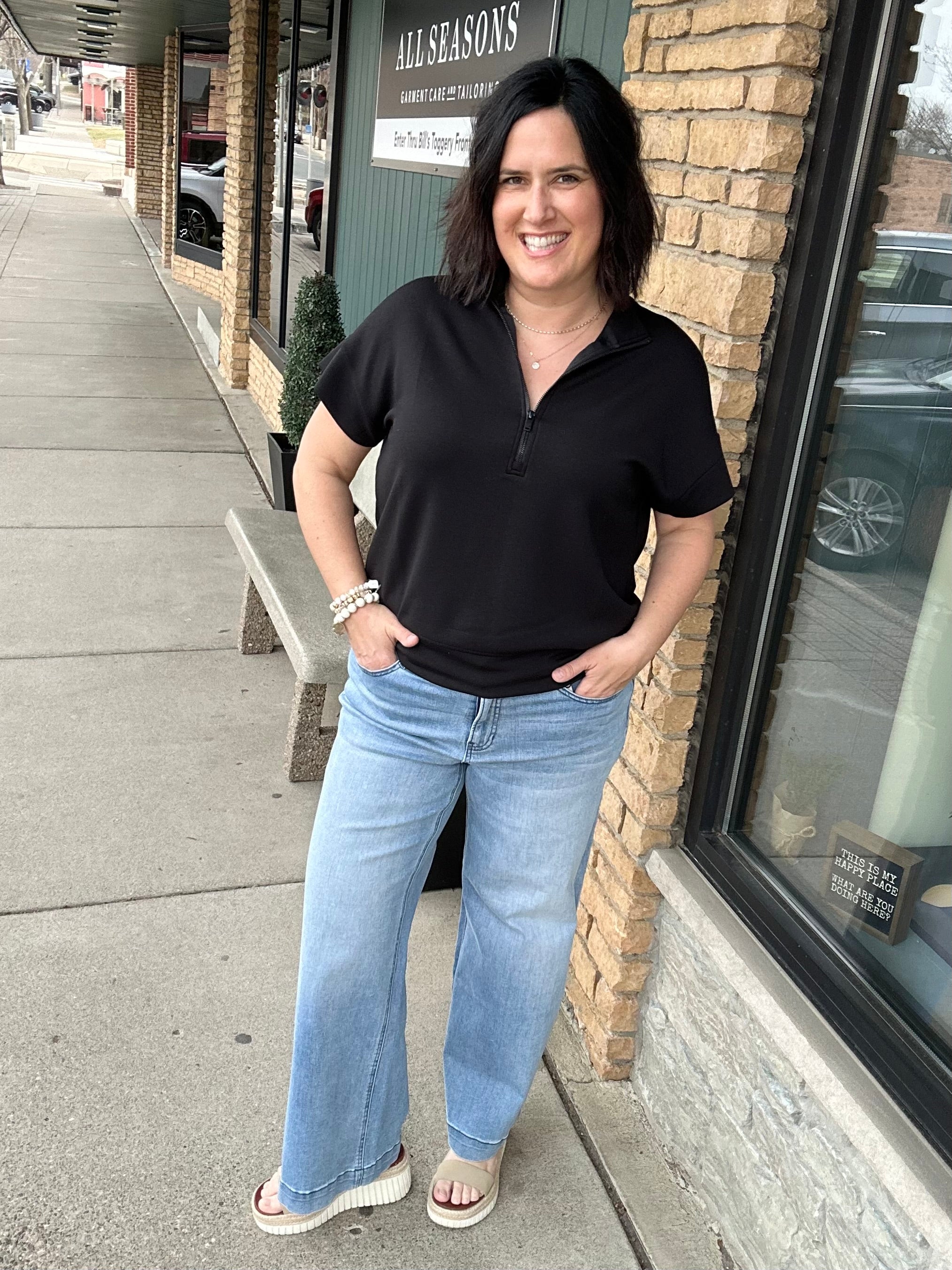 Space Blue Wide Leg Trouser Hem Jeans MICA DENIM