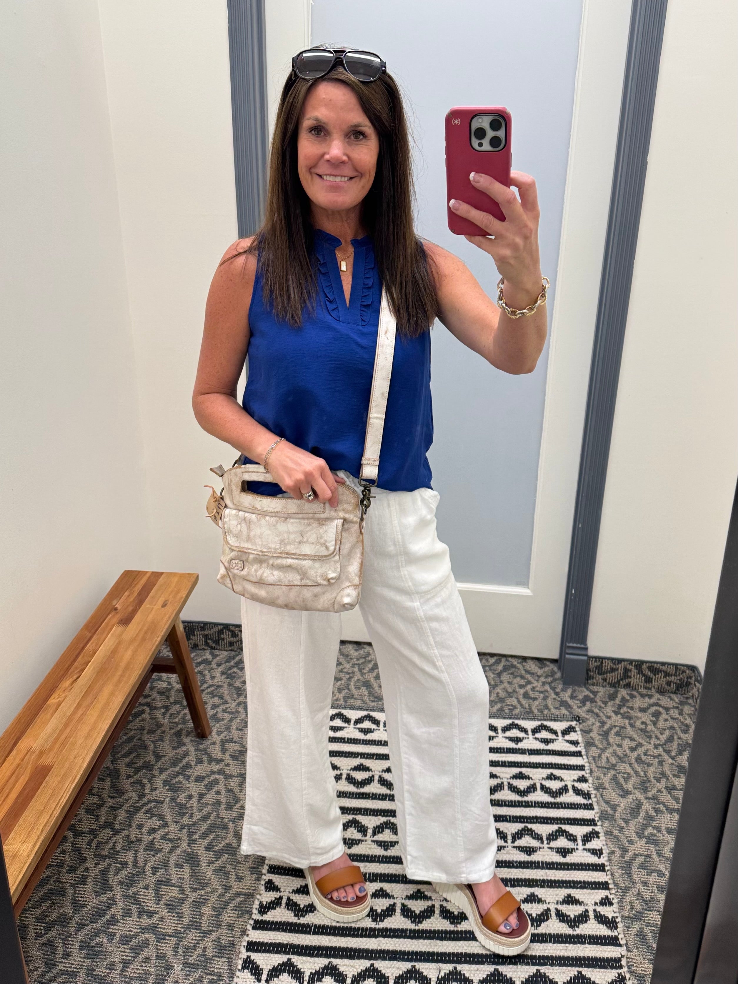 Royal Ruffle V Neck Sleeveless Tops- Blouses STACCATO