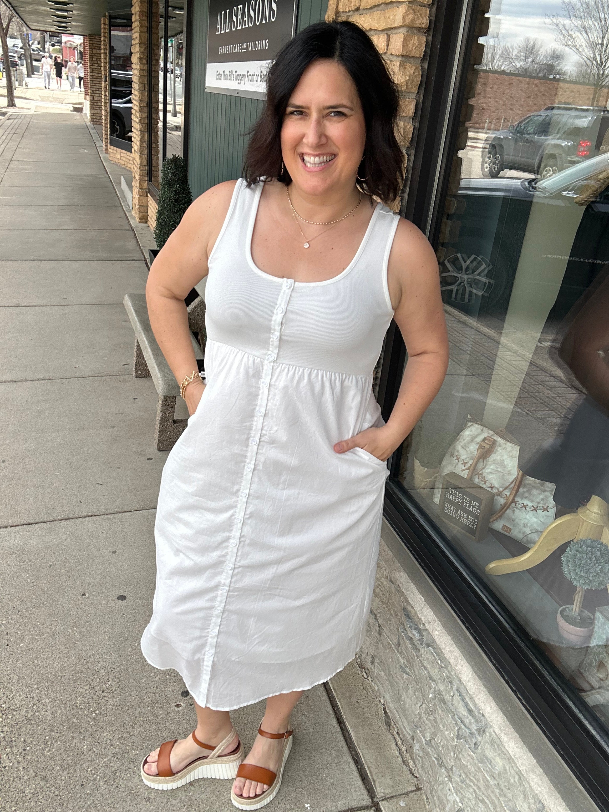 Tank Button Up Midi Dress Dresses WISHLIST
